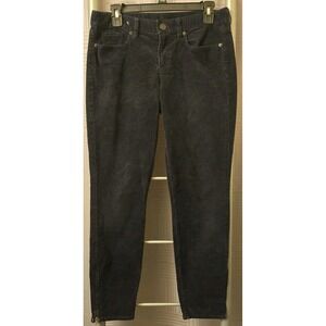 J.Crew Women 28 Pants Navy Corduroy Toothpick Skinny Mid Rise‎ Ankle Zip Classic